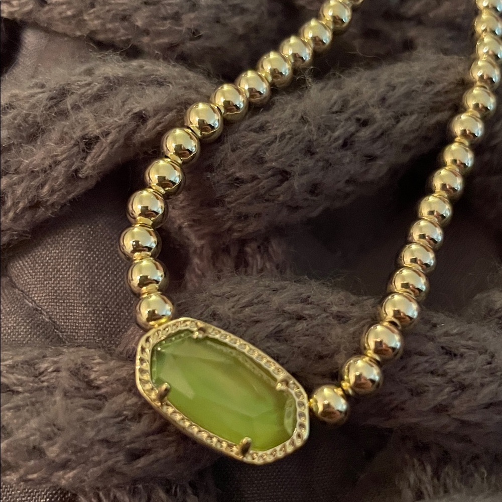 Kendra Scott Elisa Beaded Gold Chartreuse Necklace NWT